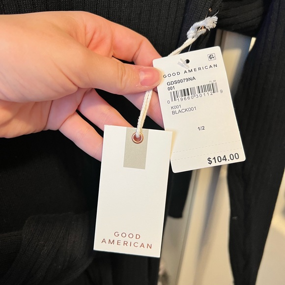 Good American Long Sleeve Black Ribbed Sweater Dress - Picture 5 of 6